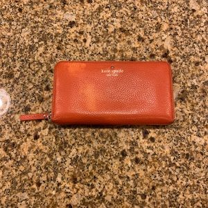 Kate Spade Orange Leather Full Zip Wallet